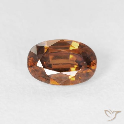 0.81ct Natural Naranja marrón Circón, Ovalada, VVS
