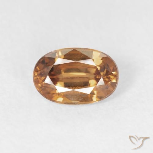 0.80ct Natural Marrón naranja Circón, Ovalada, VVS