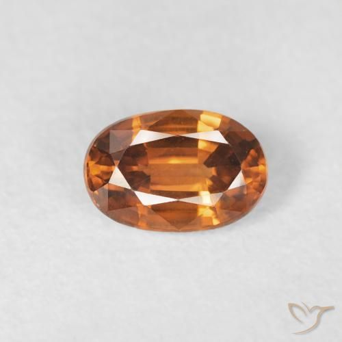 0.76ct Natural Medium Dark-Orange Circón, Ovalada, VVS