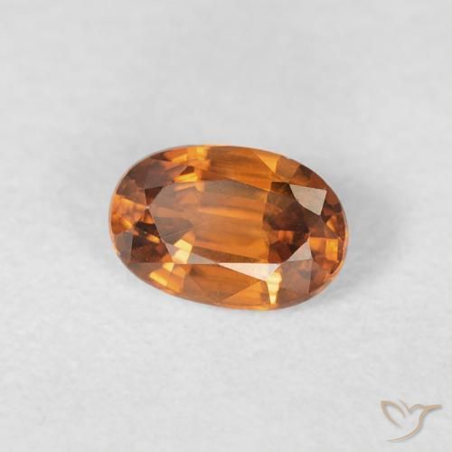 Circón Medium Dark-Orange natural de 0.76 ct, Ovalada, VVS