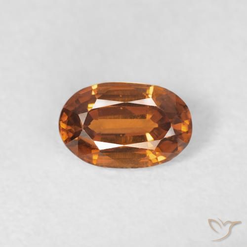 0.71ct Natural Medium Dark-Orange Circón, Ovalada, VVS