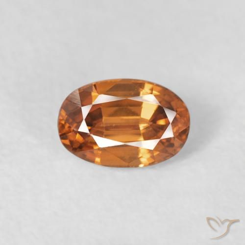 0.85ct Natural Naranja medio Circón, Ovalada, VVS