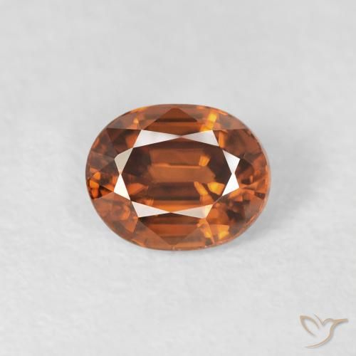 1.00ct Natural Medium Dark-Orange Circón, Ovalada, VVS-VS