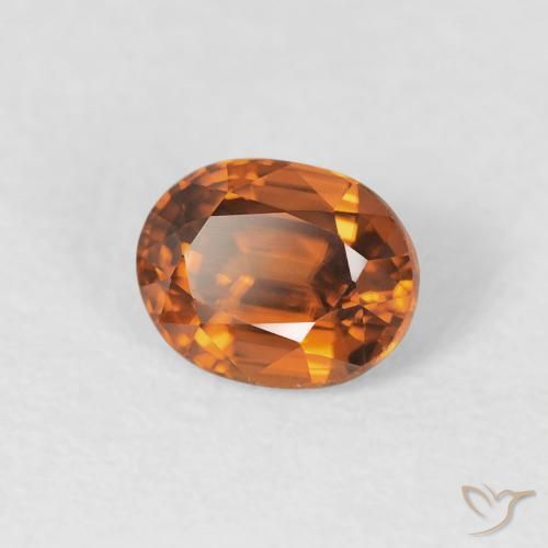 Circón Medium Dark-Orange natural de 1.00 ct, Ovalada, VVS-VS
