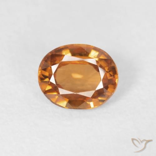 0.86ct Natural Naranja oscuro Circón, Ovalada, VVS-VS