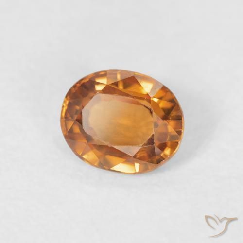 Circón Naranja oscuro natural de 0.86 ct, Ovalada, VVS-VS