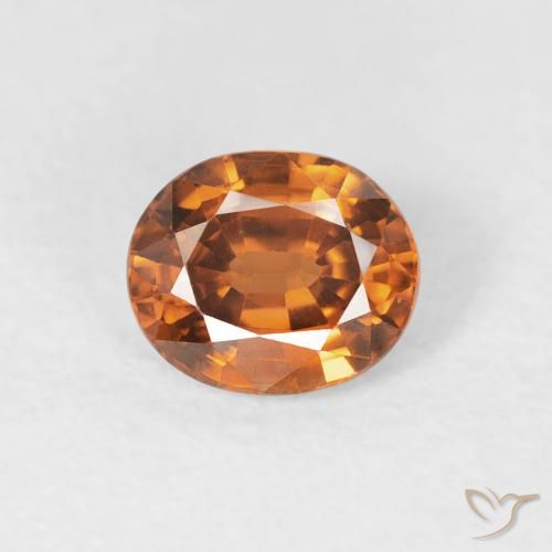 1.05ct Natural Naranja oscuro Circón, Ovalada, VVS-VS