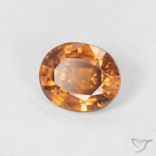 Circón Naranja oscuro natural de 1.05 ct, Ovalada, VVS-VS