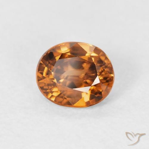 Circón Naranja medio natural de 1.12 ct, Ovalada, VVS-VS