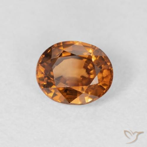 Circón Naranja oscuro natural de 0.94 ct, Ovalada, VVS