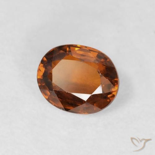 Circón Medium Dark-Orange natural de 0.98 ct, Ovalada, VVS-VS