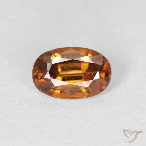 0.80ct Natural Naranja medio Circón, Ovalada, VS