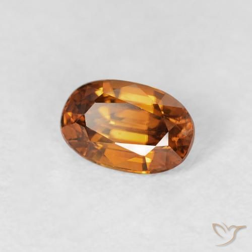 Circón Naranja medio natural de 0.80 ct, Ovalada, VS