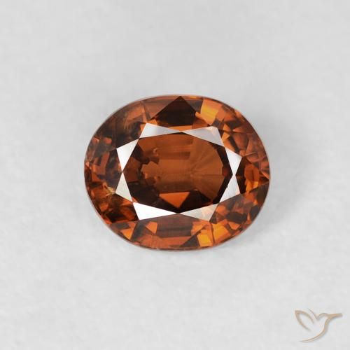 0.99ct Natural Naranja marrón intenso Circón, Ovalada, VS