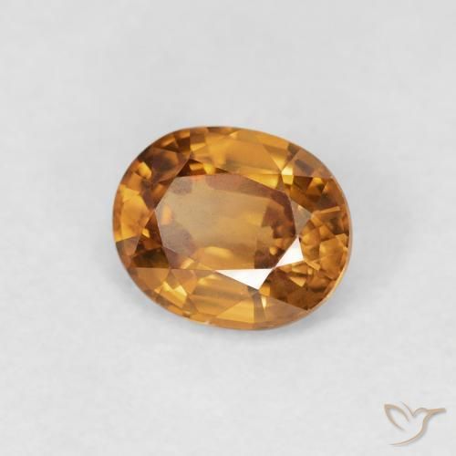Circón Marrón naranja natural de 0.94 ct, Ovalada, VVS-VS