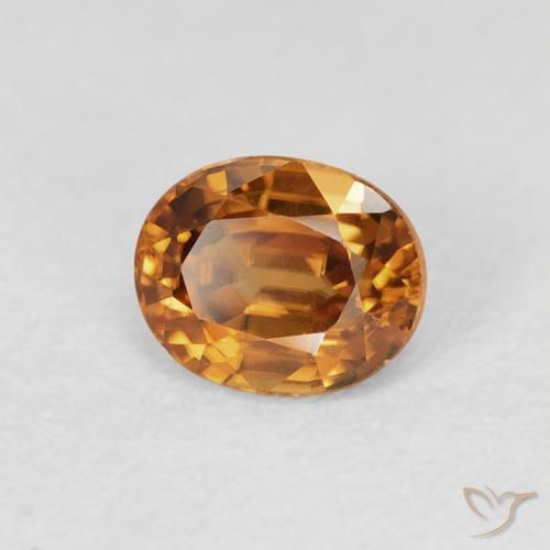 Circón Marrón naranja natural de 1.09 ct, Ovalada, VVS-VS