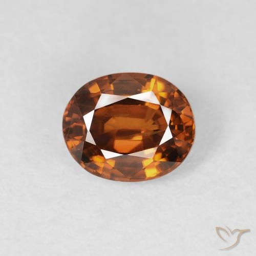 1.04ct Natural Medium Dark-Orange Circón, Ovalada, VS