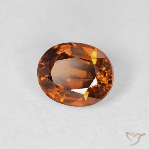 Circón Medium Dark-Orange natural de 1.04 ct, Ovalada, VS