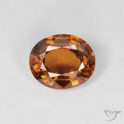 0.88ct Natural Naranja oscuro Circón, Ovalada, VS