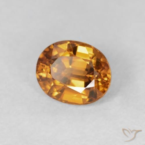 Circón Naranja oscuro natural de 1.09 ct, Ovalada, VS