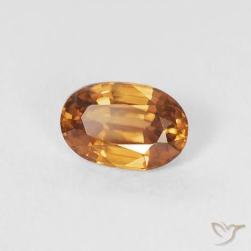 Circón Naranja oscuro natural de 0.68 ct, Ovalada, VVS