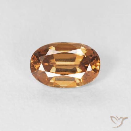0.76ct Natural Naranja óxido Circón, Ovalada, VVS
