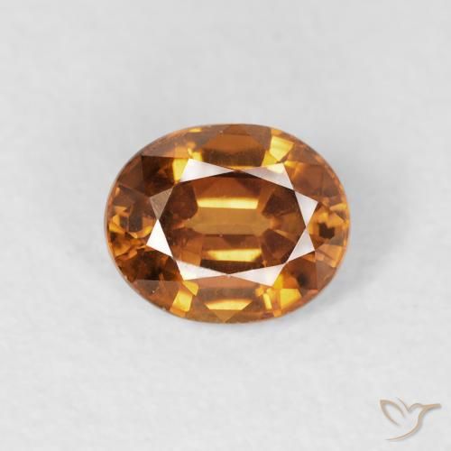 1.00ct Natural Naranja medio Circón, Ovalada, VVS-VS