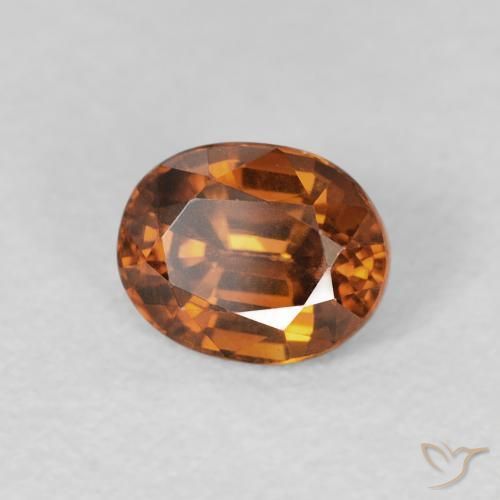 Circón Naranja marrón intenso natural de 1.12 ct, Ovalada, VVS-VS