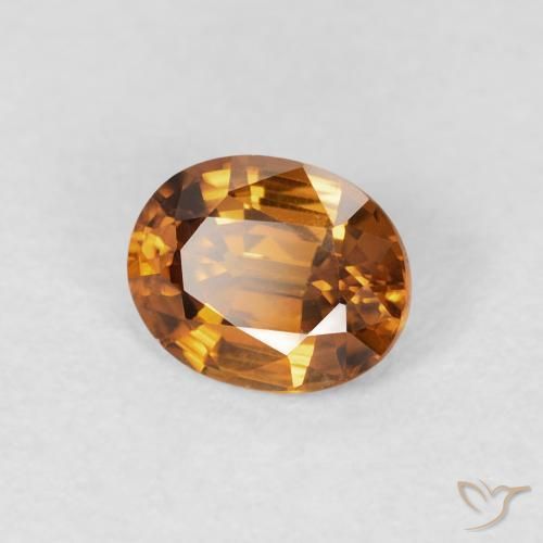 Circón Naranja medio natural de 0.90 ct, Ovalada, VVS-VS