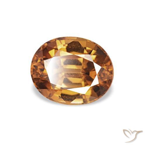 Circón Medium Dark-Orange natural de 1.04 ct, Ovalada, VVS-VS