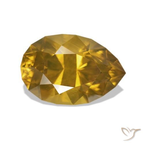 Circón Dorado medio natural de 3.49 ct, En forma de pera, VVS-VS