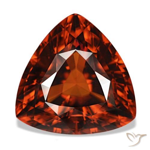 Circón rojo natural de 11,34 ct, trillón, VVS
