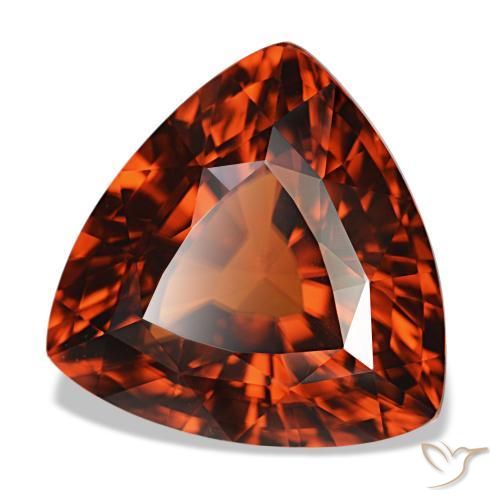 Circón rojo natural de 11,34 ct, trillón, VVS