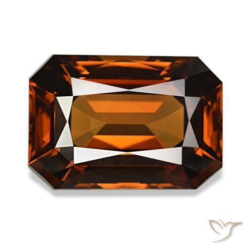 Circón naranja de 8,23 ct, corte esmeralda, VVS