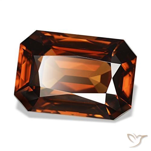 Circón naranja natural de 8,23 ct, corte esmeralda, VVS