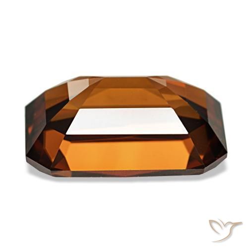 Circón naranja natural de 8,23 ct, corte esmeralda, VVS