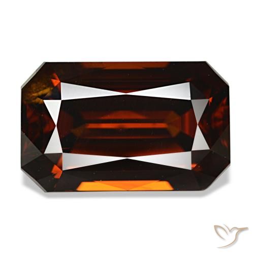 Circón naranja natural de 7,63 ct, corte esmeralda, VVS-VS