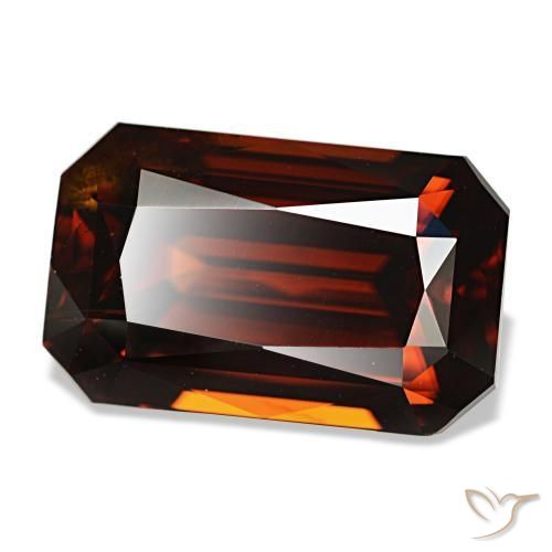 Circón naranja natural de 7,63 ct, corte esmeralda, VVS-VS
