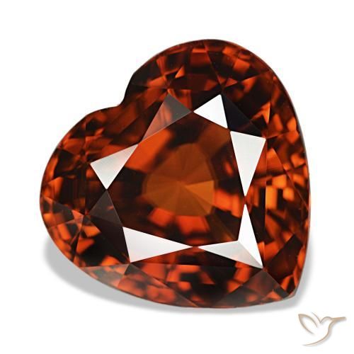 Circón rojo natural de 7,42 ct, forma de corazón, VVS