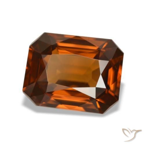 Circón naranja natural de 4,76 ct, corte esmeralda, VVS-VS