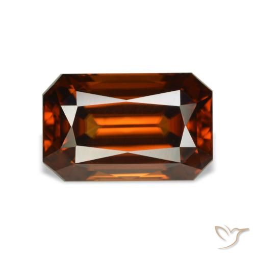 Circón naranja natural de 5,29 ct, corte esmeralda, VVS