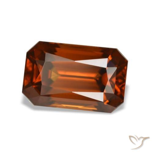 Circón naranja natural de 5,29 ct, corte esmeralda, VVS