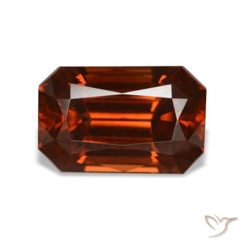 Circón naranja natural de 6,24 ct, corte esmeralda, VVS