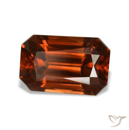 Circón naranja natural de 6,24 ct, corte esmeralda, VVS