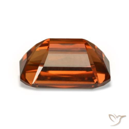 Circón naranja natural de 6,24 ct, corte esmeralda, VVS