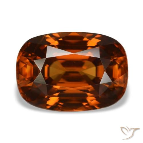 Circón naranja natural de 5,19 ct, corte cojín, VVS