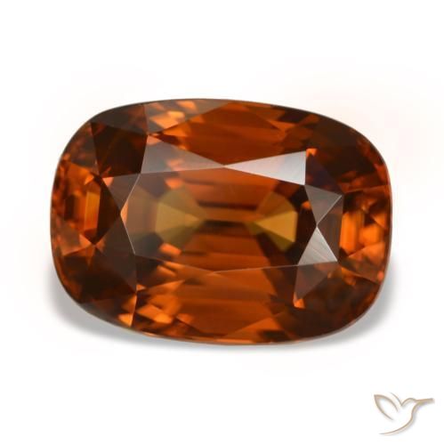 Circón naranja natural de 5,19 ct, corte cojín, VVS