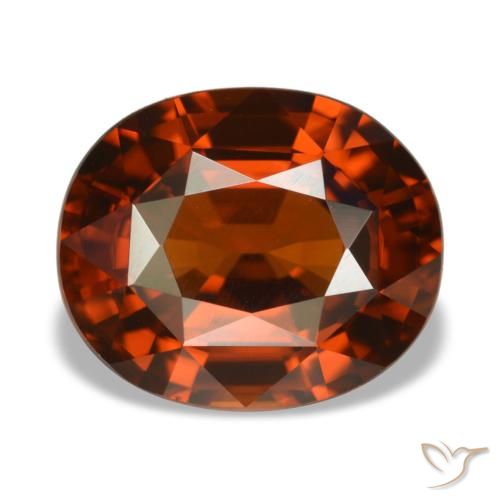Circón naranja natural de 5,14 ct, corte óvalo, VVS