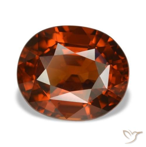 Circón naranja natural de 5,14 ct, corte óvalo, VVS