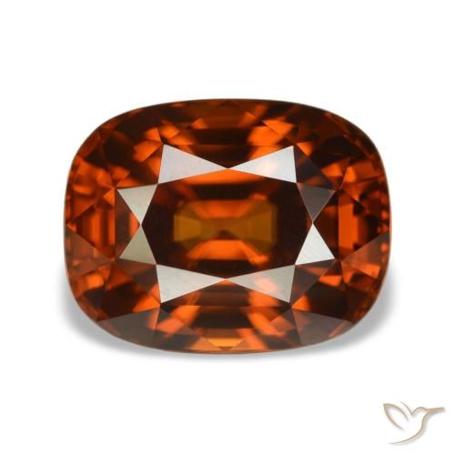Circón naranja natural de 5,05 ct, corte cojín, VVS